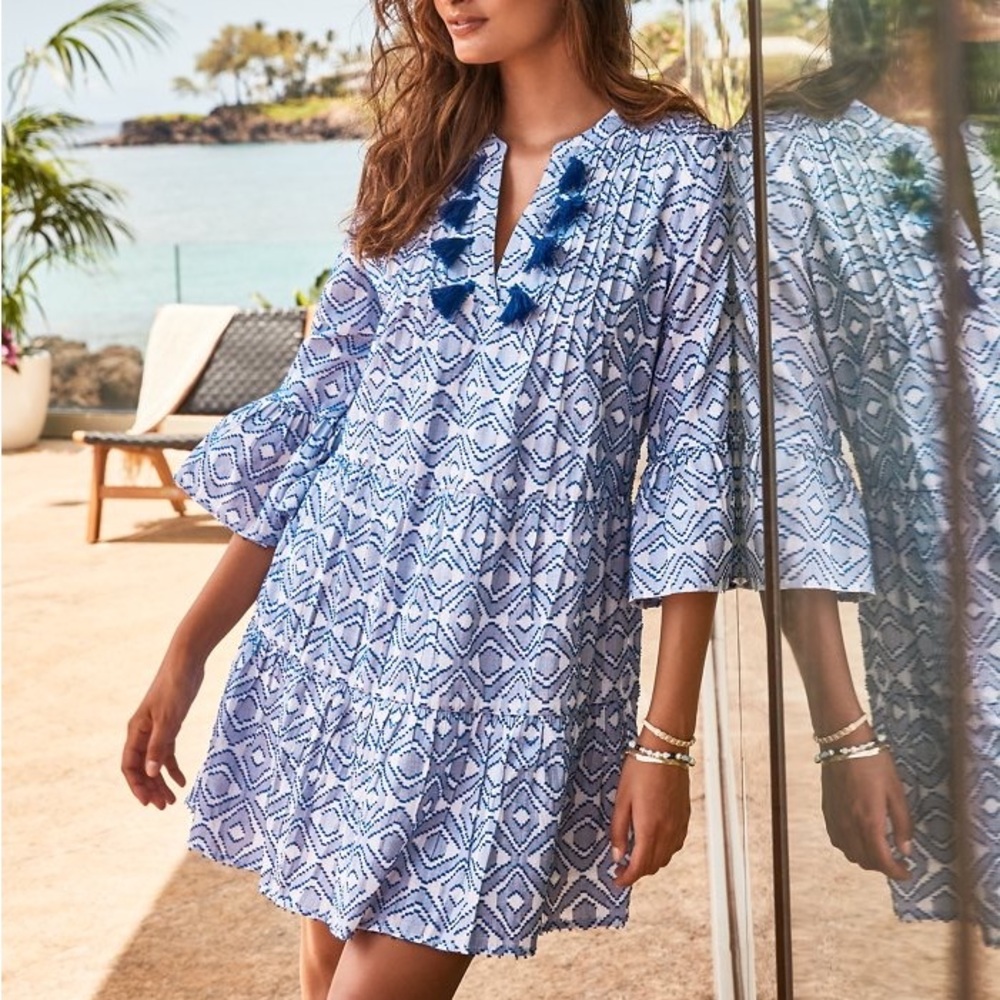 Tommy Bahama beautifully tasseled, mini dress, extra-large